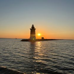 Lighthouse on Rehoboth Beach in Delaware at Dusk